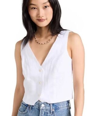MADEWELL Linen Katrina Crop Vest Top - Eyelet White